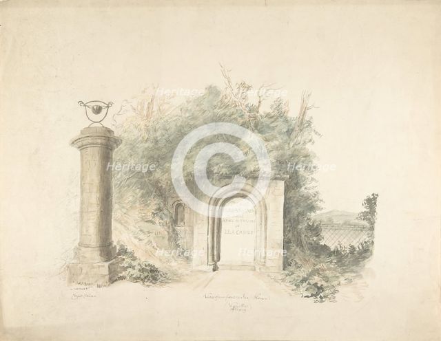 Title Page to a Group of Plans, Elevations and Scenic Interiors of Lea Castle, Worcestershire..., 18 Creator: Attributed to John Carter.