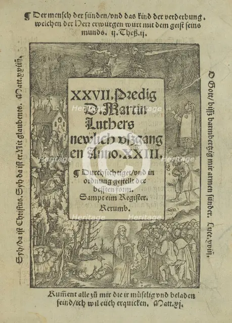 Title page to a sermon by Martin Luther, 1523.  Creators: Unknown, Hans Weiditz.