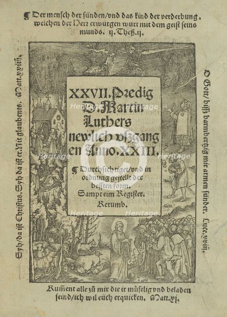 Title page to a sermon by Martin Luther, 1523.  Creators: Unknown, Hans Weiditz.