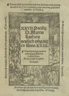 Title page to a sermon by Martin Luther, 1523. Creators: Unknown, Hans Weiditz