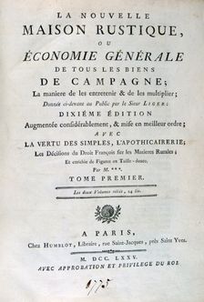 Title page to La Nouvelle Maison Rustique, ou Economie Générale, 1775