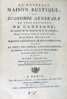 Title page to La Nouvelle Maison Rustique, ou Economie Générale, 1775