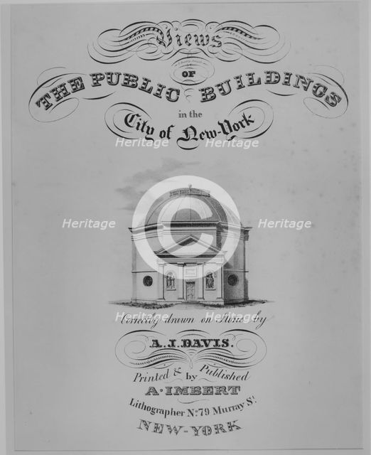 Title page: Views of the Public Buildings in the City of New York (Rotunda, Corner of Ch..., 1827. Creator: Anthony Imbert.