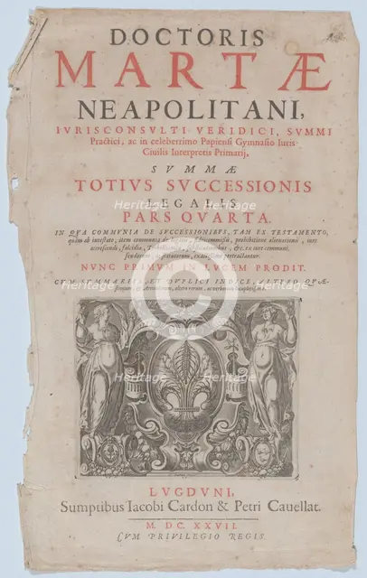 Title page vignette for 'Doctoris Martae Neapolitani', 1627. Creator: Charles Audran.