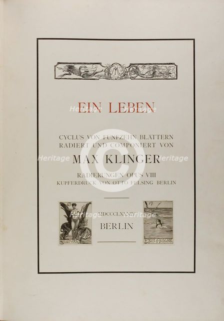 Title Page: A Life, 1884. Creator: Max Klinger.