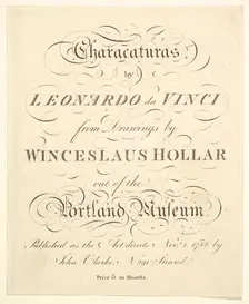 Title Page: Characaturas by Leonardo da Vinci, from Drawings by Wincelslaus Hollar, out of..., 1786. Creator: Unknown