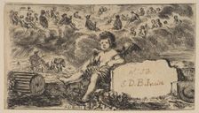 Title page: Cupid, from Game of Mythology (Jeu de la Mythologie), 1644. Creator: Stefano della Bella