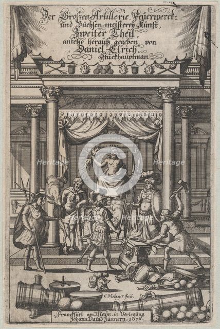 Title page, 'Der Grossen Artillerie Feuerwerck ...', 1676. Creator: Christoph Metzger.