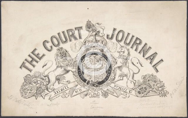 Title page design for "The Court Journal", 1830-62. Creator: Freeman Gage Delamotte.