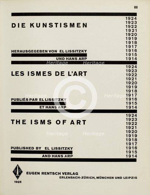 Title page: Die Kunstismen. (The Isms of Art) by El Lissitzky und Hans Arp, 1925. Creator: Lissitzky, El (1890-1941).