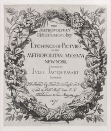 Title page, Etchings of Pictures in the Metropolitan Museum New York, 1871. Creator: Jules-Ferdinand Jacquemart