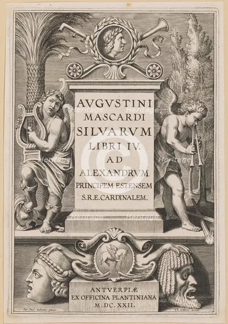 Title Page for Agostino Mascardi, Silvarium Libri IV, 1622. Creator: Theodoor Galle.