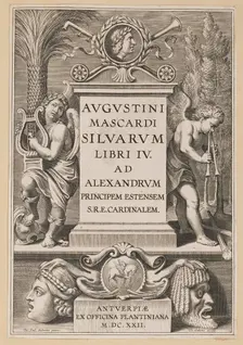 Title Page for Agostino Mascardi, Silvarium Libri IV, 1622. Creator: Theodoor Galle