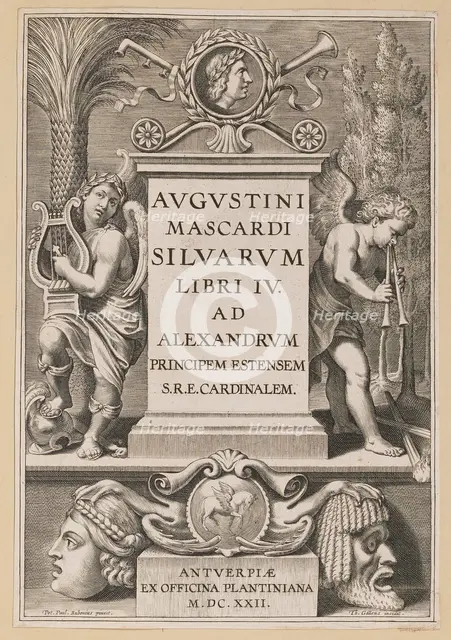 Title Page for Agostino Mascardi, Silvarium Libri IV, 1622. Creator: Theodoor Galle.