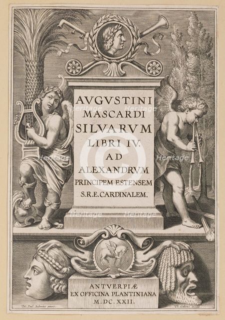 Title Page for Agostino Mascardi, Silvarium Libri IV, 1622. Creator: Theodoor Galle.