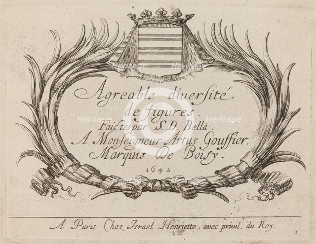 Title Page for "Agreable diversite de figures", 1642. Creator: Stefano della Bella.