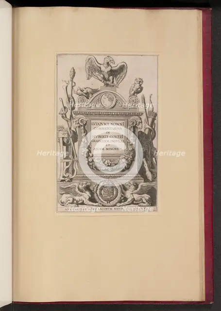 Title Page for Ludovicus Nonnius, Commentarius in Huberti Goltzi Graeciam, Insulas..., 1620. Creator: Michel Lasne.