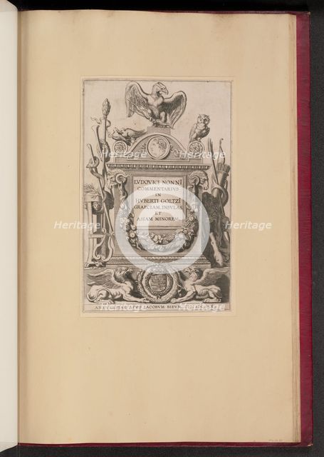 Title Page for Ludovicus Nonnius, Commentarius in Huberti Goltzi Graeciam, Insulas..., 1620. Creator: Michel Lasne.