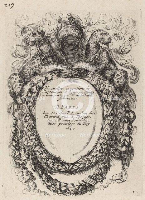 Title Page for "Nouvelles inventions de Cartouches", 1647. Creator: Stefano della Bella.