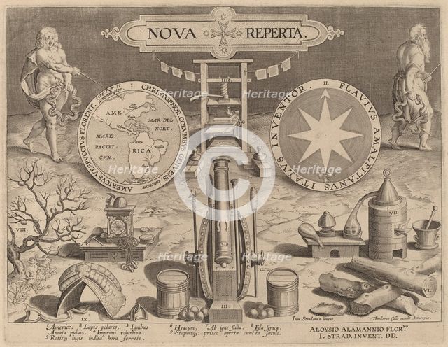 Title Page for "New Discoveries", c. 1580/1590. Creator: Theodoor Galle.