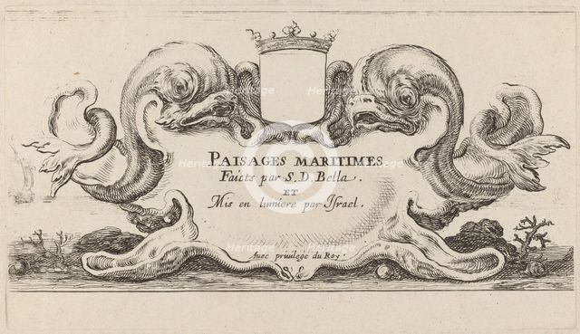 Title Page for "Paysages maritimes", 1644. Creator: Stefano della Bella.