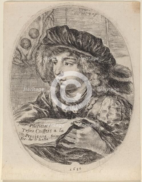 Title Page for "Plusieurs Testes Coiffées a la Persienne", 1650. Creator: Stefano della Bella.
