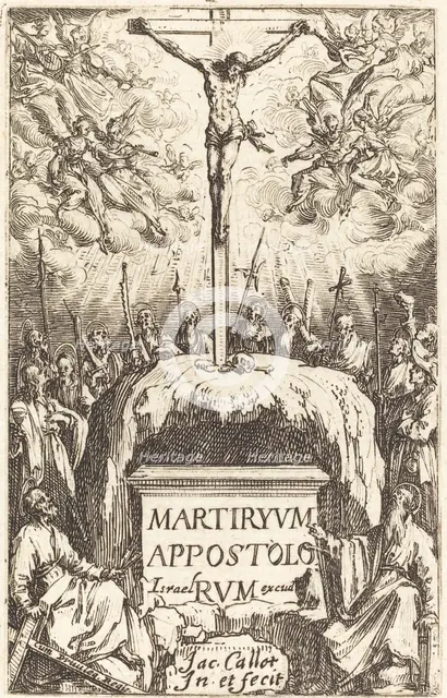Title Page for "The Martyrdoms of the Apostles", c. 1634/1635. Creator: Jacques Callot.