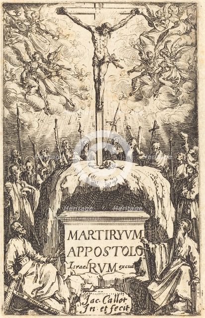 Title Page for "The Martyrdoms of the Apostles", c. 1634/1635. Creator: Jacques Callot.