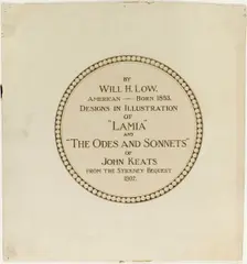 Title Page for the "Odes and Sonnets of John Keats", n.d. Creator: Will H. Low