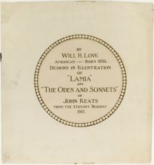 Title Page for the "Odes and Sonnets of John Keats", n.d. Creator: Will H. Low