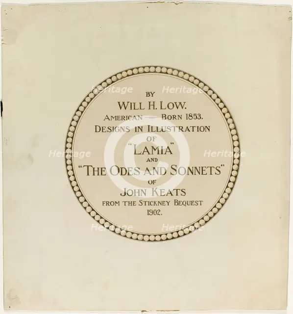 Title Page for the "Odes and Sonnets of John Keats", n.d. Creator: Will H. Low.