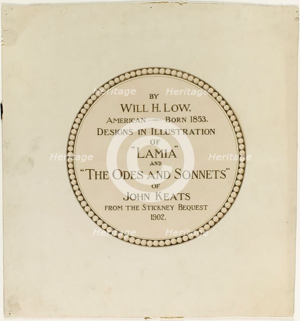 Title Page for the "Odes and Sonnets of John Keats", n.d. Creator: Will H. Low.