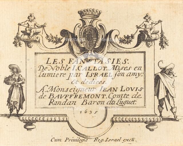 Title Page for "The Fantasies", probably 1634. Creator: Jacques Callot.