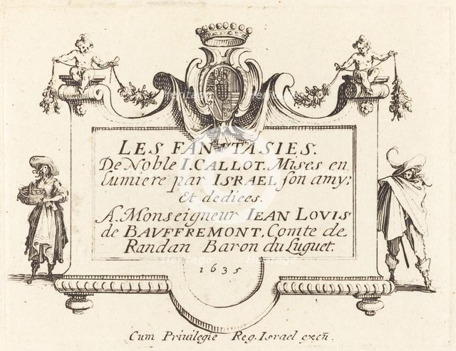 Title Page for "The Fantasies", probably 1634. Creator: Jacques Callot.