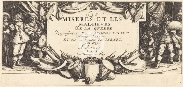 Title Page for "The Large Miseries of War", c. 1633. Creator: Jacques Callot.