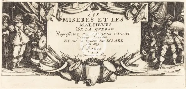 Title Page for "The Large Miseries of War", c. 1633. Creator: Jacques Callot.