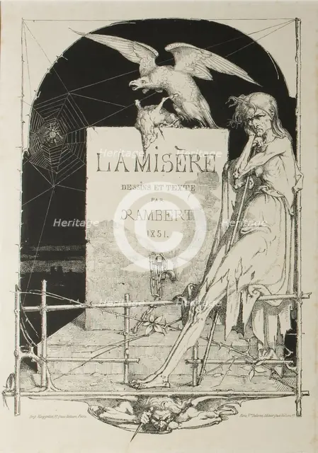 Title Page from Misery, 1851. Creator: Charles Rambert.
