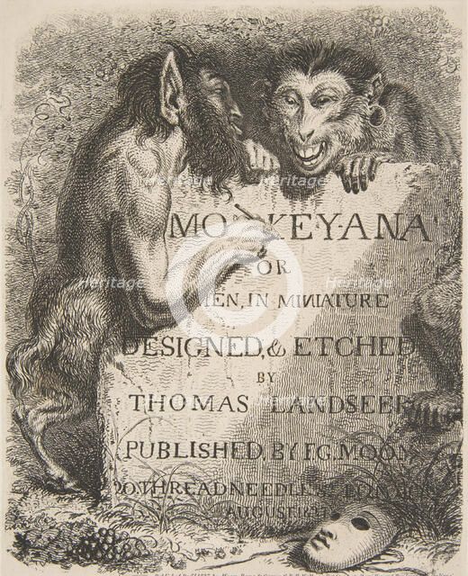 Title Page, from Monkey-ana, or Men in Miniature, 1827., 1827. Creator: Thomas Landseer.