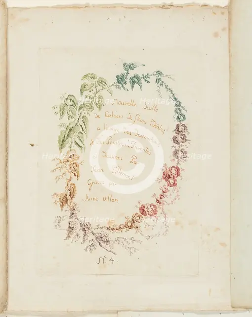Title Page, from New Suite of Notebooks of Ideal Flowers for Use by Draftsmen and Painters, c. 1795. Creator: Anne Allen.