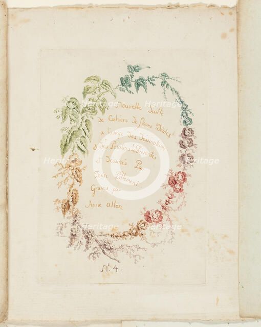 Title Page, from New Suite of Notebooks of Ideal Flowers for Use by Draftsmen and Painters, c. 1795. Creator: Anne Allen.