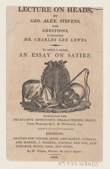 Title page, from "A Lecture on Heads" by George Alexander Stevens, April 1808., April 1808. Creator: Thomas Rowlandson
