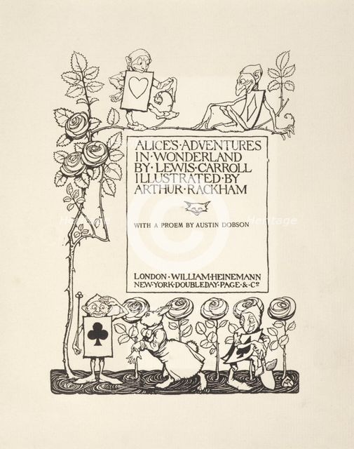 Title Page,  from Alice's Adventures in Wonderland, by Lewis Carroll, pub. 1907.