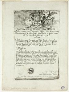 Title Page, from Caravanne du Sultan à la Mecque, 1748. Creator: Joseph-Marie Vien the Elder