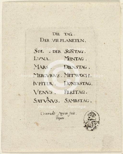 Title Page, from Der VII Planeten, n.d. Creator: Conrad Meyer.