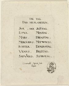 Title Page, from Der VII Planeten, n.d. Creator: Conrad Meyer
