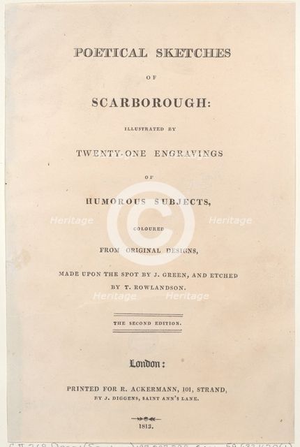 Title Page, from "Poetical Sketches of Scarborough", 1813., 1813. Creators: Thomas Rowlandson, Joseph Constantine Stadler, J. Bluck.