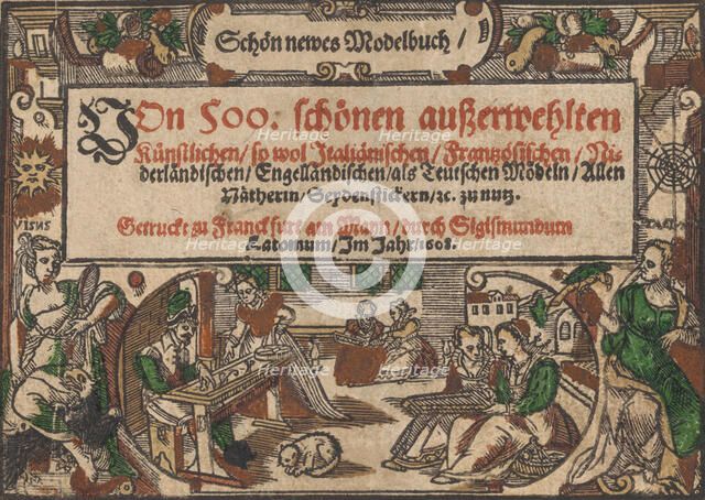 Title page from Schön newes Modelbuch (Page 1r), 1608. Creator: Unknown.