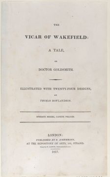 Title page, from "The Vicar of Wakefield", 1817., 1817. Creator: Thomas Rowlandson