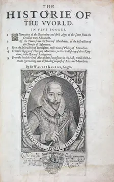 Title page from "The Historie of the World" by Sir Walter Raleigh, 17th century. Creator: Simon de Passe