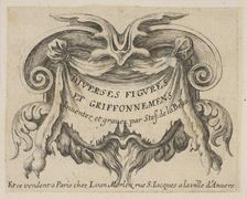 Title page, from Various figures and doodles (Diverses figures et griffonnemens), ca. 1646. Creators: Stefano della Bella, Francois Chauveau